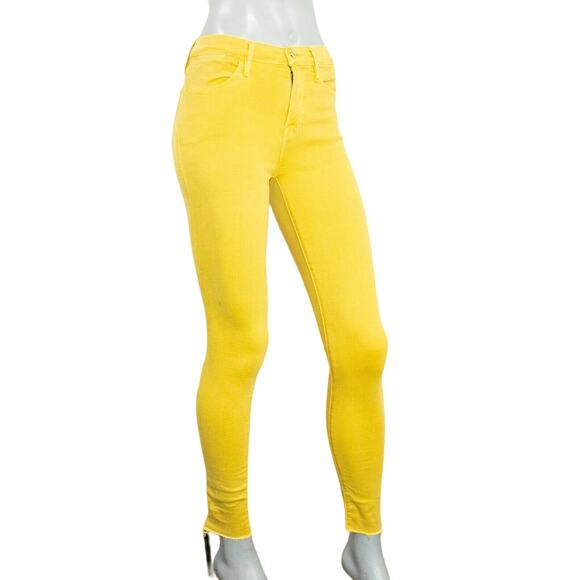FRAME Denim Le High Skinny Jeans in Citrine Yellow Women's Size 25 - Picture 4 of 10